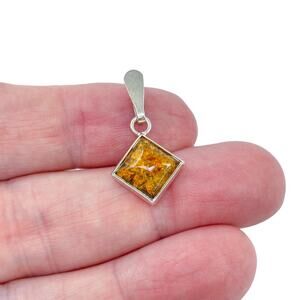 Estate Sterling Silver 925 Amber Pendant
